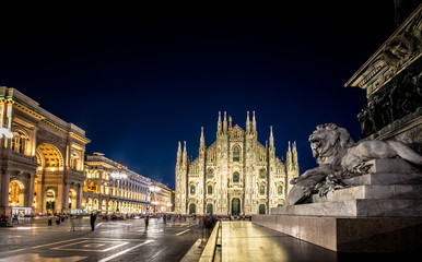 Fototapeta na wymiar Milan Cathedral, Piazza del Duomo at night, Lombardia, Italy