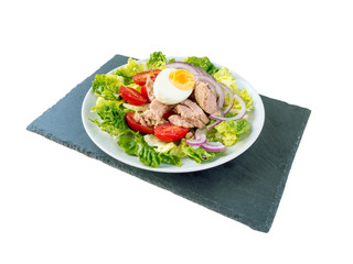 Tuna salad on the slate board side wiew