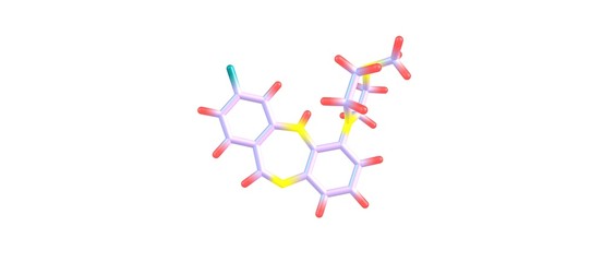 Clozapine molecular structure isolated on white