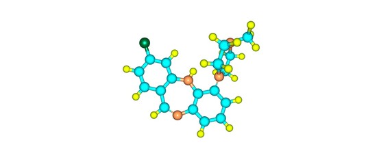 Clozapine molecular structure isolated on white