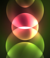 Glowing shiny overlapping circles composition on dark background