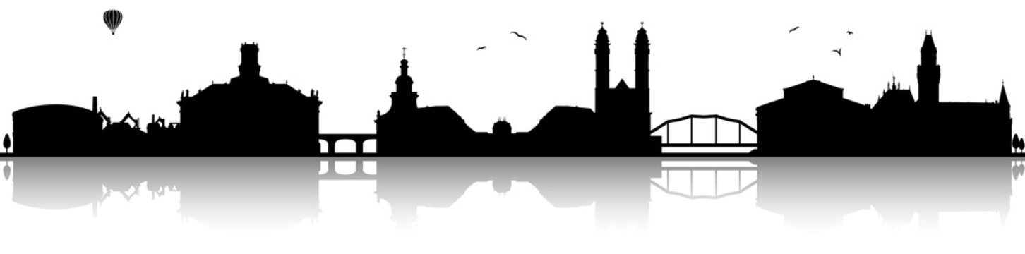Saarbrücken Skyline Silhouette schwarz