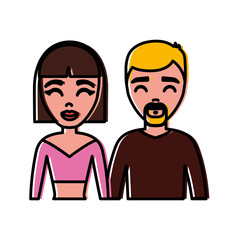 cartoon couple smiling icon