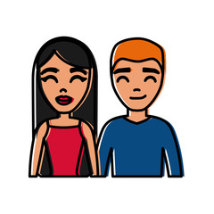 cartoon couple smiling icon