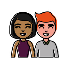 cartoon couple smiling icon