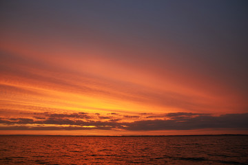 Fototapeta premium colorful sunset at Vadum beach in Denmark 
