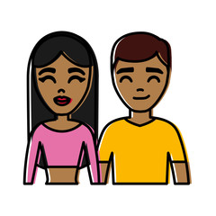cartoon couple smiling icon