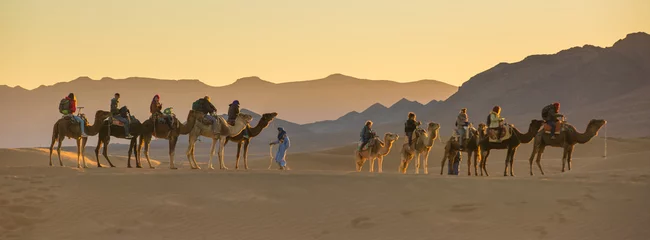 Foto auf Alu-Dibond Kamelritt in der Sahara-Wüste © Greg Snell