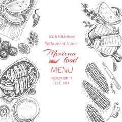 Vector illustration sketch - Mexican food. Card Menu mexican cuisine. vintage design template, banner.