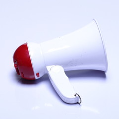 Megaphone speaker device, white red color, no logo