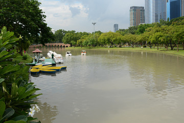 Big pond in Chatuchak Park in Bangkok, Thailand