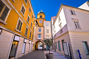 City of Rijeka main square and clock tower view