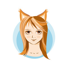 Girl in Fox costume. Portrait. Avatar.
