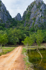 The dirt road to Khao Dang Viewpoint, Sam Roi Yod National park, Phra Chaup Khi Ri Khun Province in Middle of Thailand.