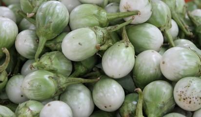 Eegplant at fresh market, Bangkok Thailand.