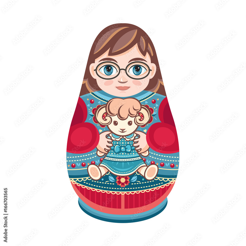 Wall mural Matryoshka. Babushka doll.