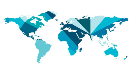 World Map in Polygon Style, Low Poly Design in Triangles