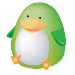 Thick green toy penguin isolated on a white background.  illustration