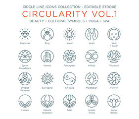 Circle Icons Collection Vol.1 - Beauty, Cultural Symbols, Yoga and Spa