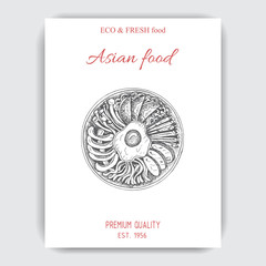 Vector illustration sketch - asian food. Card menu japan. vintage design template, banner.