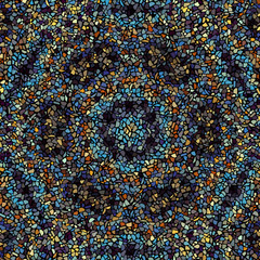 Obraz premium Seamless background pattern. Decorative symmetric mosaic pattern on black background.