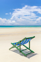 Beach chair on the beautiful white sand beach in Thailand