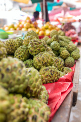 Custard apples for sale on market stall in Myanmar