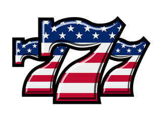 Triple Lucky Stars and Strips Sevens vector illustration