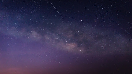 Milky way with meteor