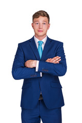 smiling young businessman isolated with crossed arms