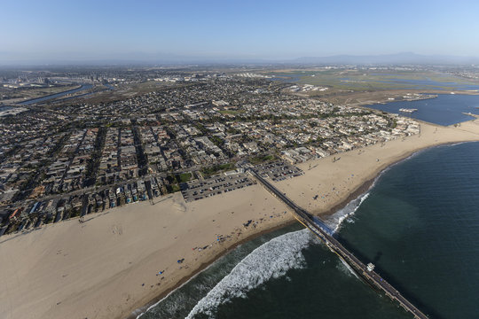 Aerial view of Seal Beach in Southern California.  