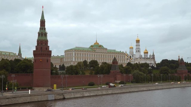 Kremlin walls and Grand Kremlin Palace in Moscow.