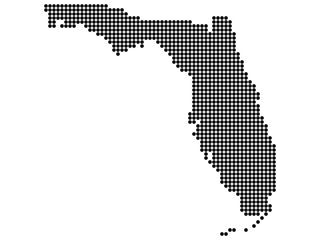 Map of Florida state print. White background, black dots. Vector illustration. - 166708384