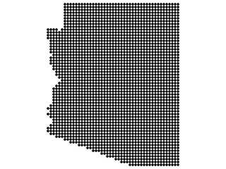 Map of Arizona state print. White background, black dots. Vector illustration.