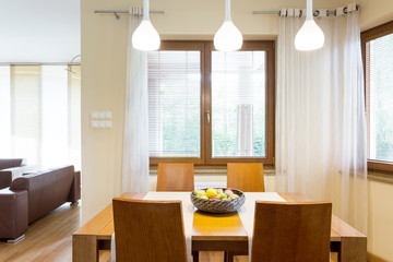 It's a pleasure to eat in cozy dining hall