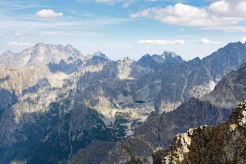 Naklejka premium High Tatra Mountains, aerial view from peak of Rysy mountain