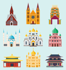 Cathedrals and churches temple building landmark tourism vector