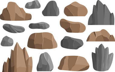 Rocks and stones vector icons building mineral pile vector illustration geology mountains