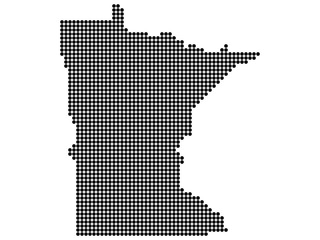 Map of Minnesota state print. White background, black dots. Vector illustration. - 166710352