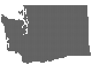 Fototapeta na wymiar Map of Washington state print. White background, black dots. Vector illustration.