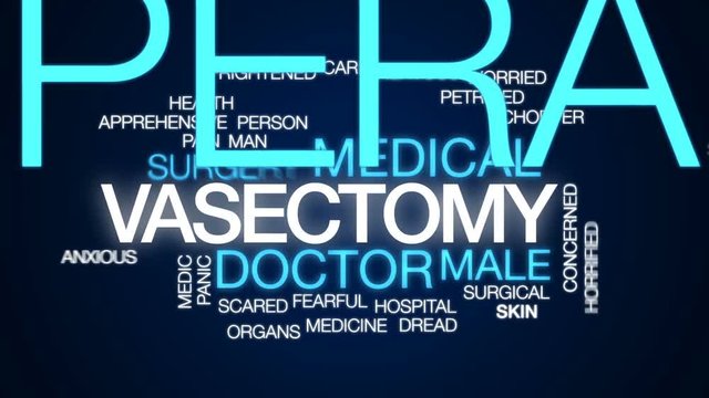 Vasectomy animated word cloud, text design animation.