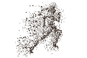 Fast running man abstract illustration. Divergent particles vector concept