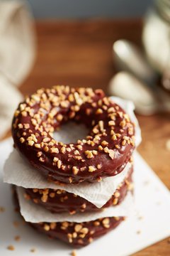 Stacked homemade donuts