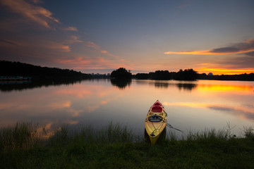 A dramatic sunset at Wetland Lake, Putrajaya Malaysia.