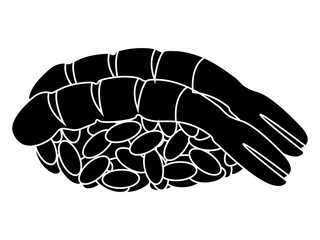 Isolated sushi silhouette