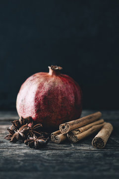 Food: Pomegranate, star anise and cinnamon