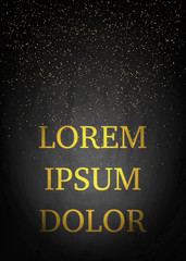 Poster Template banner with golden dust on chalkboard background