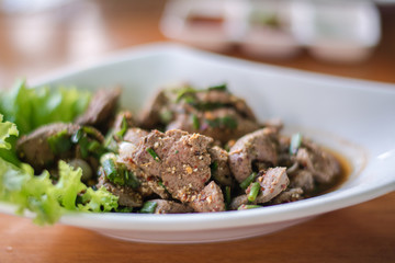 Liver sweet(salad meat),food in Thailand.