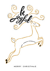 Christmas greeting card hand drawn deer design