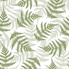 Fern Leaves Seamless Pattern Background. Vector illustration Seamless floral pattern. Nature organic background.fashion fabric texture, seamless vector pattern